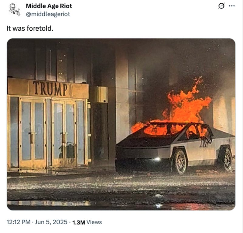 Cybertruck On Fire In Front Of Trump Hotel In Las Vegas
